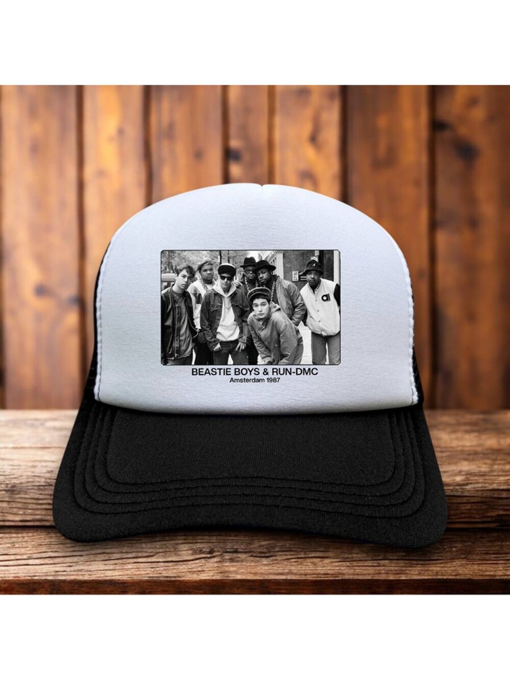 Beastie Boys Run DMC Mens Trucker Hat Black Snapback Retro 90s Logo Baseball Cap